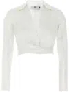Elisabetta Franchi Cropped Shirt With Button And Collar Detail In White