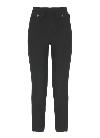 ELISABETTA FRANCHI CROPPED CREPE PANTS WITH FLAP POCKETS