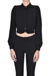 Elisabetta Franchi Cropped Vela Fabric Shirt In Black