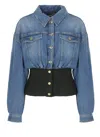 Elisabetta Franchi Jacket With Chest Pockets And Contrast Waistband In Blue