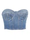 Elisabetta Franchi Cropped Denim Corset In Blue