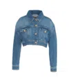 Elisabetta Franchi Oversized Cropped Denim Jacket In Blue