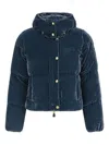 Elisabetta Franchi Cropped Down Jacket In Blue