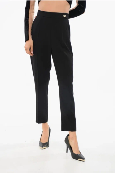 Elisabetta Franchi Cropped Fit Pants With Side Zip In Black