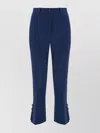 Elisabetta Franchi Cropped Flared Trousers With Satin And Side Stripes In Blue