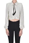 Elisabetta Franchi Scarf-embellishment Georgette Cropped Blouse In White
