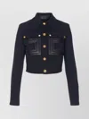 Elisabetta Franchi Cropped Jacket With Contrast Panels And Pockets In Black