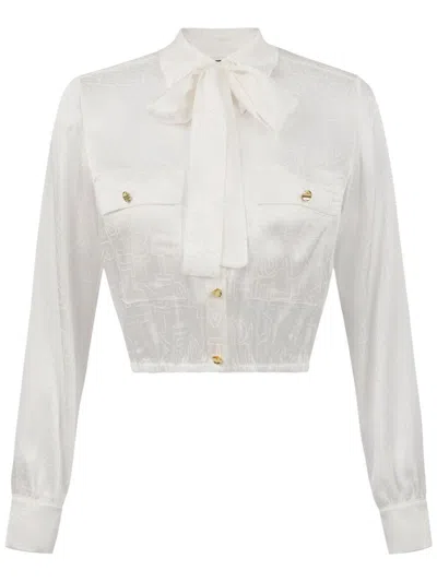 ELISABETTA FRANCHI CROPPED JACQUARD BLOUSE