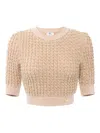 Elisabetta Franchi Cropped Knitted Top In Brown