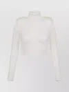 Elisabetta Franchi Cropped Knitwear With Shoulder Embellishments In Neutral