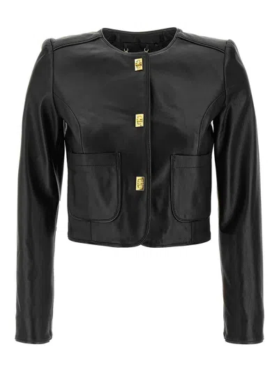 ELISABETTA FRANCHI CROPPED LEATHER JACKET