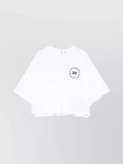 Elisabetta Franchi Cropped Logo-print Crew Neck T-shirt In Grey