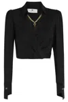 Elisabetta Franchi Blouse In Georgette Fabric With Jewel Detail In Black