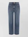 Elisabetta Franchi Cropped Mid-rise Jeans With Patch And Flap Pockets In Blue