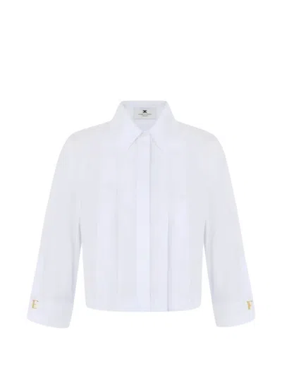 Elisabetta Franchi Jacquard Double Collar Shirt In White