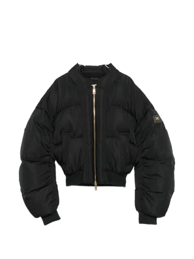 Elisabetta Franchi Cropped Puffer Jacket In Black