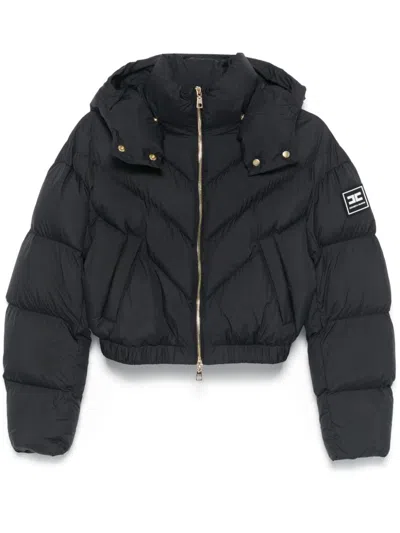 Elisabetta Franchi Cropped Puffer Jacket In Black