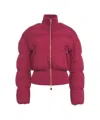 Elisabetta Franchi Cropped Red Quilted Puffer Jacket With High Collar In Burgundy