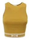 Elisabetta Franchi Cropped Ribbed Top In Orange