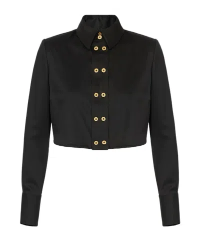 ELISABETTA FRANCHI ELISABETTA FRANCHI CROPPED SATIN SHIRT