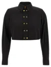 Elisabetta Franchi Short Shirt With Long Sleeves And Collar In Black