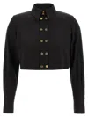 Elisabetta Franchi Short Shirt With Long Sleeves And Collar In Black