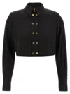 Elisabetta Franchi Short Shirt With Long Sleeves And Collar In Black