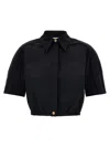 Elisabetta Franchi Collared Cropped Shirt Structured Shoulders In Black