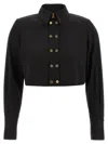 Elisabetta Franchi Short Shirt With Long Sleeves And Collar In Black