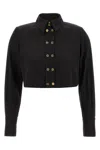 Elisabetta Franchi Short Shirt With Long Sleeves And Collar In Black