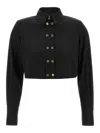 Elisabetta Franchi Short Shirt With Long Sleeves And Collar In Black