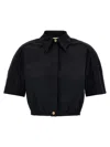 Elisabetta Franchi Collared Cropped Shirt Structured Shoulders
