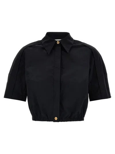 Elisabetta Franchi Cropped Shirt Shirt And Blouse In Black