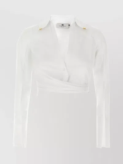 ELISABETTA FRANCHI CROPPED SHIRT WITH BUTTON AND COLLAR DETAIL