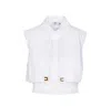 Elisabetta Franchi Collared Sleeveless Shirt Pleated Front In White