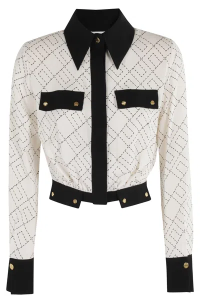 Elisabetta Franchi Cropped Shirt With Classic Collar In White