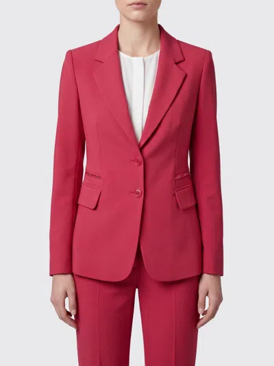 Elisabetta Franchi Cropped Single-breasted Blazer With Peak Lapels And Slim Fit In Red