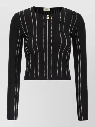 Elisabetta Franchi Cropped Slim-fit Knit Jacket In Black