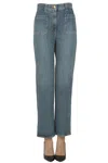 Elisabetta Franchi Cropped Straight Leg Jeans In Blue