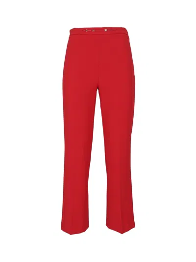Elisabetta Franchi Cropped Straight-leg Pants With Tailored Finish In Red