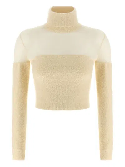 ELISABETTA FRANCHI CROPPED SWEATER WITH HIGH TURTLENECK