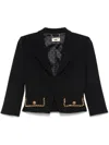 Elisabetta Franchi Black Cropped Jacket With Chain In Black