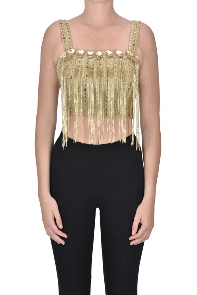 Elisabetta Franchi Cropped Top In Gold