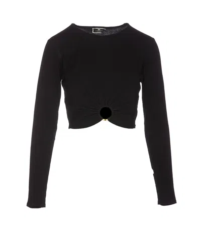 Elisabetta Franchi Cropped Top With Ring In Black