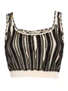 Elisabetta Franchi Cropped Top With Textured Stripes In Black