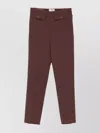 Elisabetta Franchi Cropped Trousers With Belt Loops And Buttoned Pockets In Burgundy