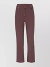 Elisabetta Franchi Straight-leg Crepe Pants With Gold-zip Detailing In Brown