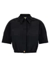 Elisabetta Franchi Cropped Vela Fabric Shirt In Black