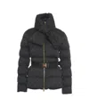 Elisabetta Franchi Down Jacket With Belt At The Waist In Blue