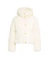 Elisabetta Franchi Cropped Velvet Puffer Jacket In Neutral